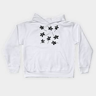 Simple Small Black Flower Pattern on White Kids Hoodie